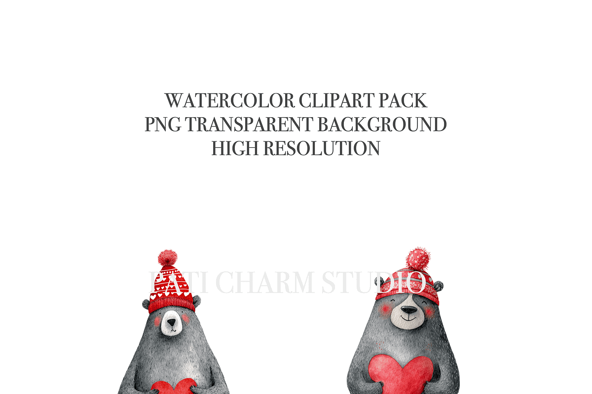 20 Valentine Bear Clipart, an Animal Illustration by Pati Charm Studio (Photo 4 of 8)