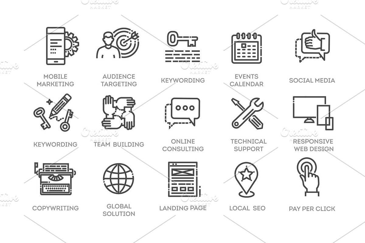 Set of SEO and Development Icons, a Work Illustration by Tettygreen (Photo 2 of 3)