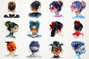 Halloween Messy Bun Clipart, an Illustration by RobertsArt (Thumbnail 5 of 7)