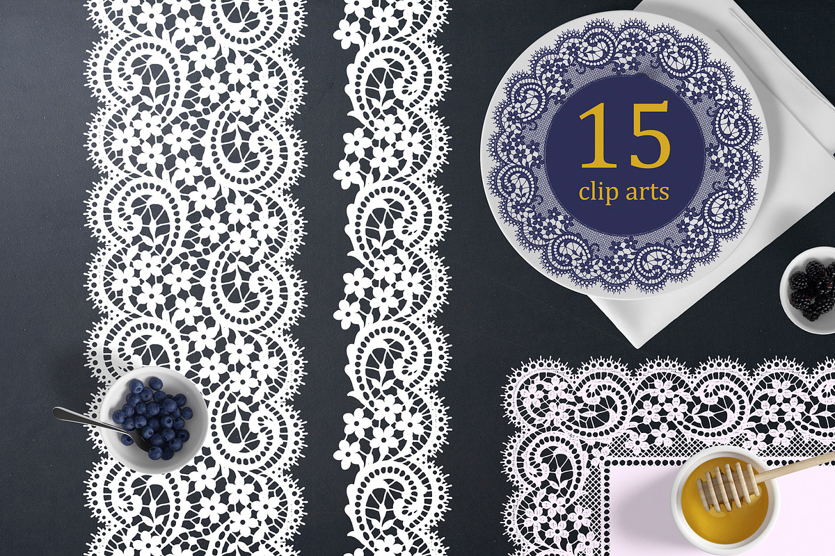 Set of 15 vector lace cliparts, a Pattern Graphic by Ajuga (Photo 2 of 7)