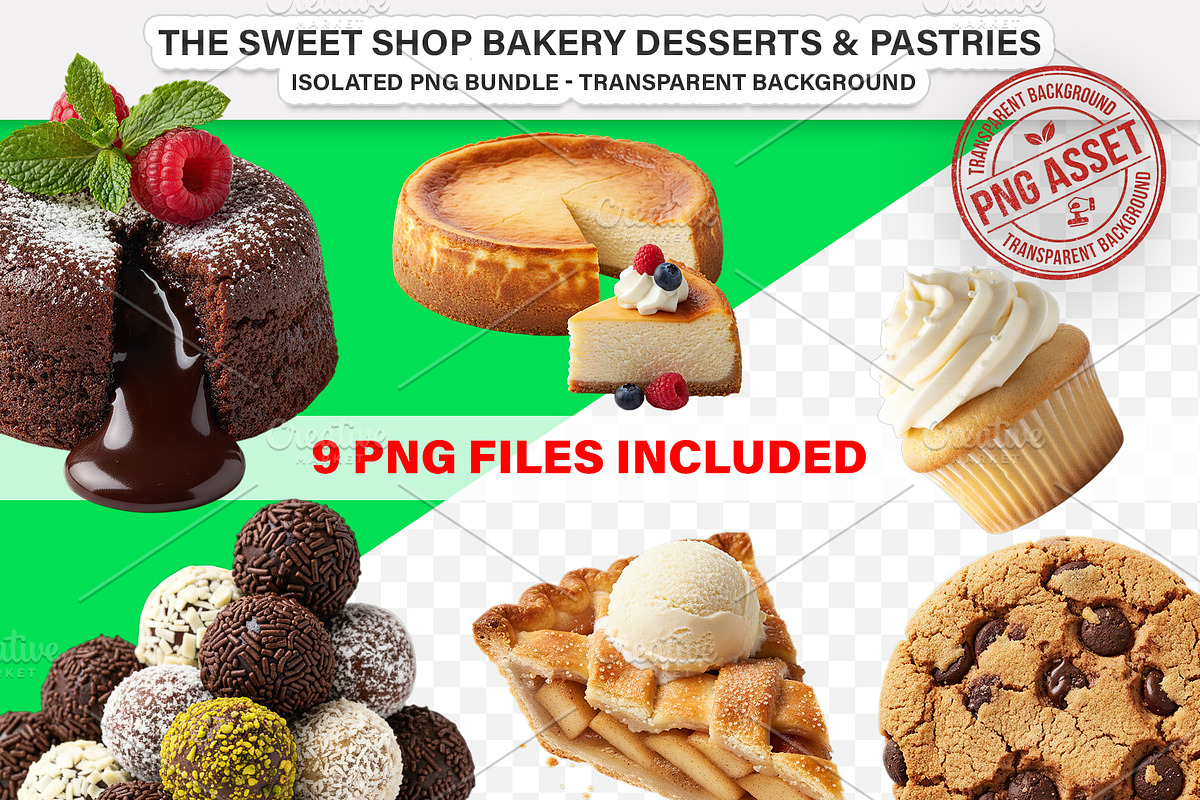 Sweet Desserts & Pastries - PNG, a Food Illustration by Nurlan's shop (Photo 1 of 3)