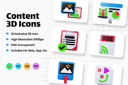 Content 3D Icons, a Scene 3D Model by HacaStudio