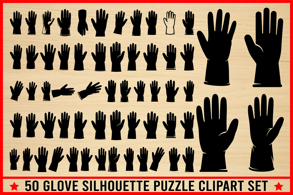 50 Glove Silhouette Clipart Bundle, an Illustration by Creativeshirt (Photo 1 of 4)