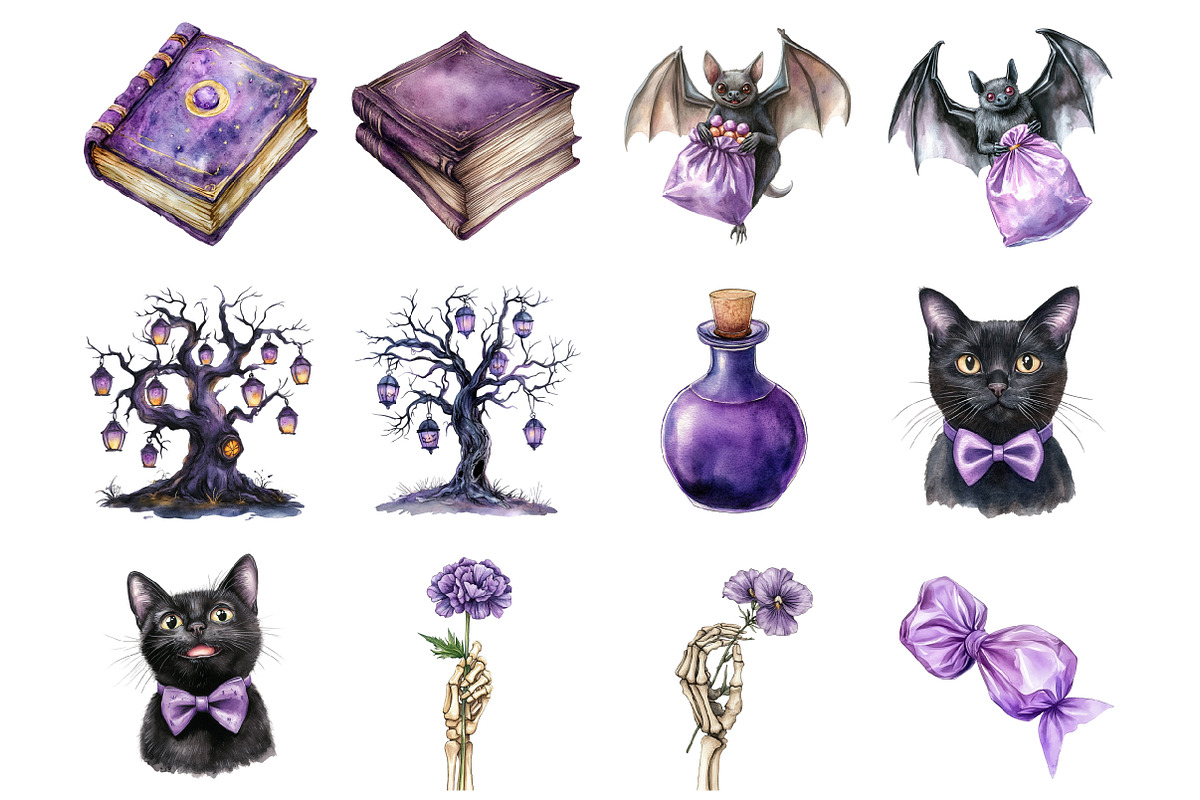 Purple  Halloween Clipart, an Illustration by Design Market (Photo 3 of 3)