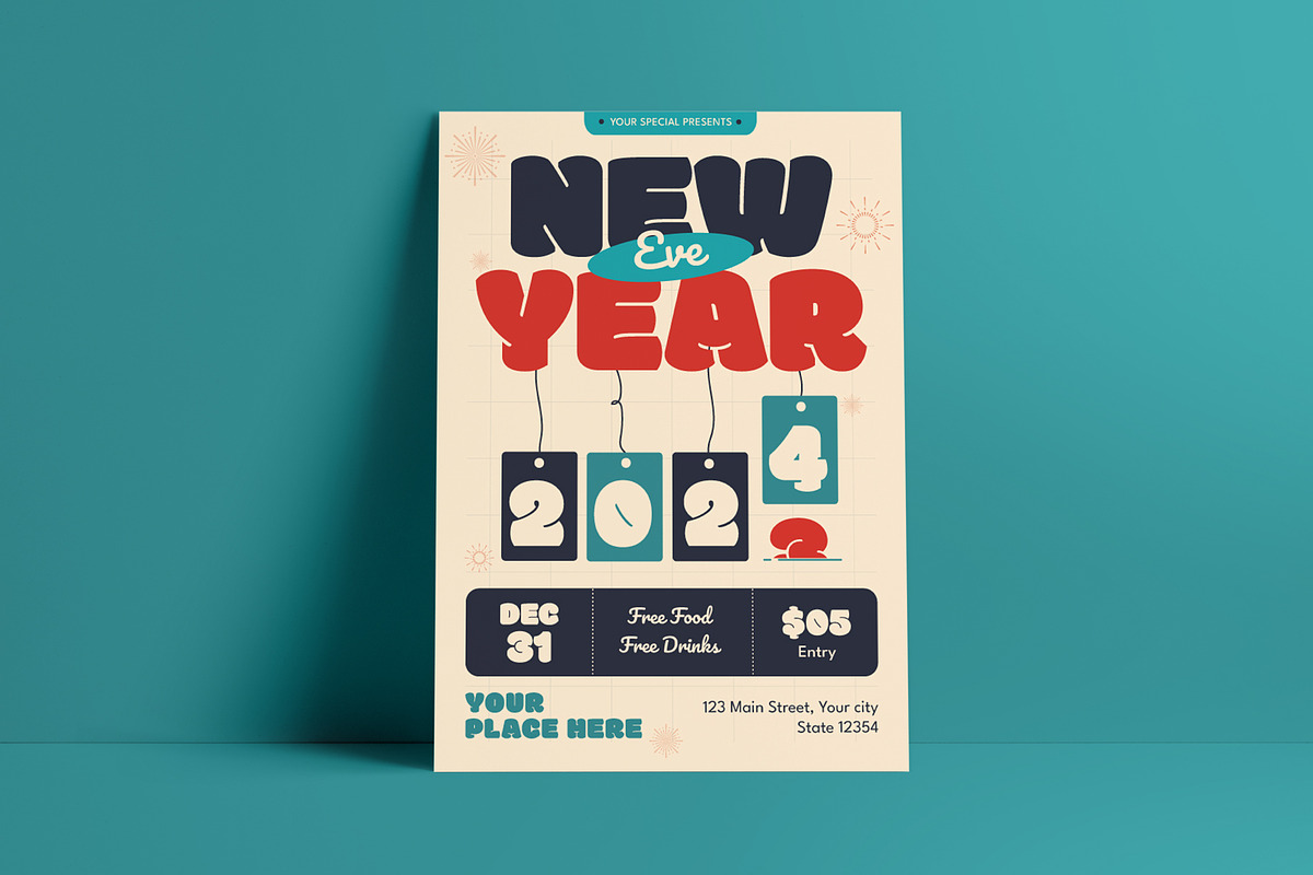 New Year 2024 Flyer Template, a Flyer Template by VictorThemes