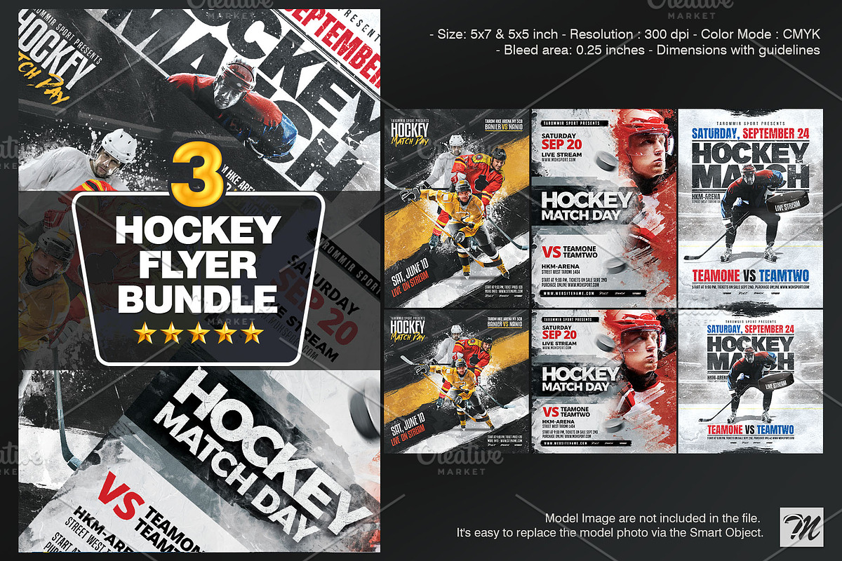 3 Hockey Flyer Bundle Vol 1, a Flyer Template by Tarommir (Photo 1 of 7)