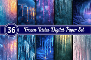 Frozen Icicles Digital Paper, an Illustration by RobertsArt (Thumbnail 1 of 7)