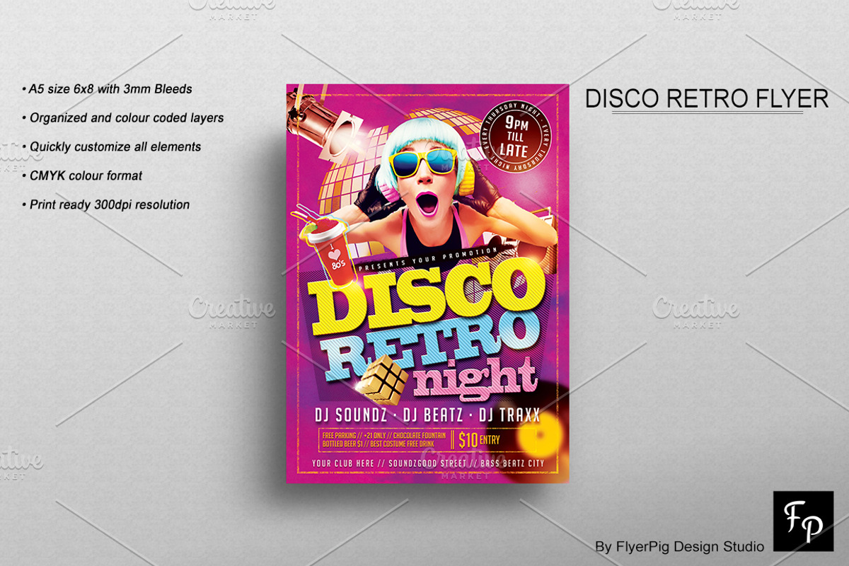 Disco Retro Flyer, a Flyer Template by FlyerPig (Photo 2 of 2)