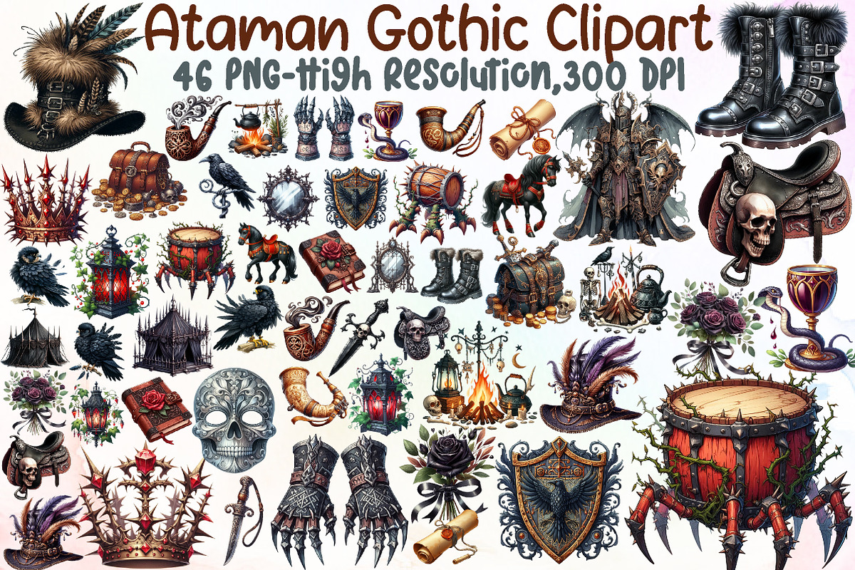 Watercolor Ataman Gothic Clipart, an Illustration by Sublimation Artist (Photo 1 of 5)