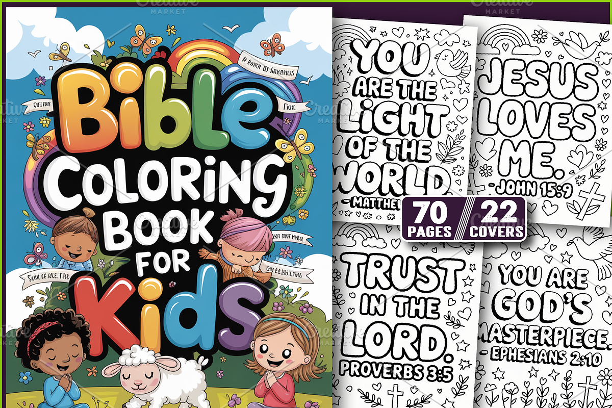 70 Pages Bible Coloring Book for Kid, an Education Illustration by Ink Gallery (Photo 1 of 4)