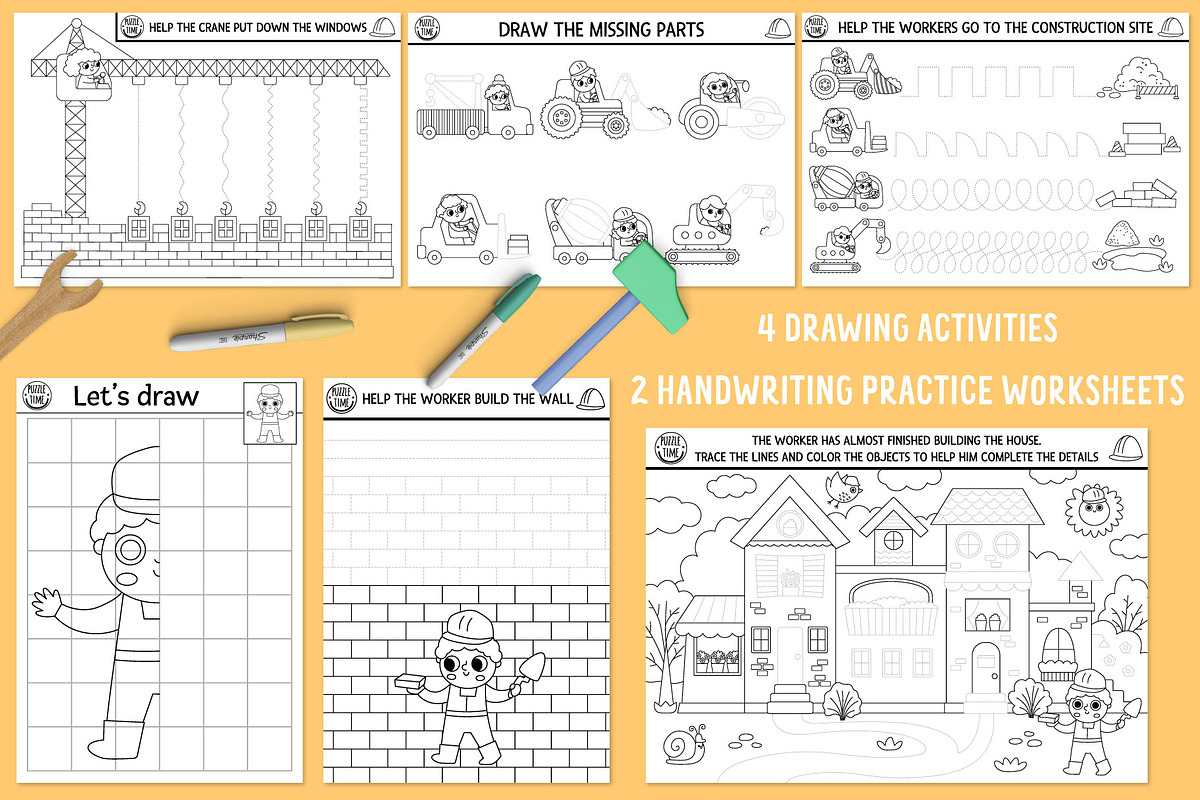 Construction site coloring games, an Education Illustration by Lexi Claus (Photo 10 of 15)