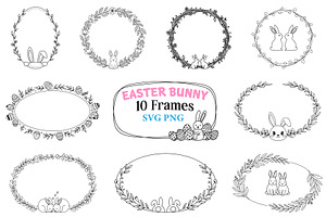 Easter Floral Line Art Frame SVG Set