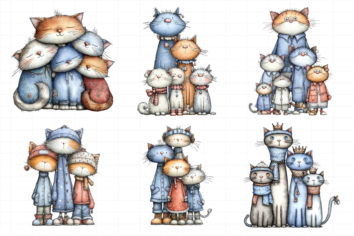 Whimsical Christmas Cat Clipart, an Illustration by Daily.Designs (Photo 3 of 5)
