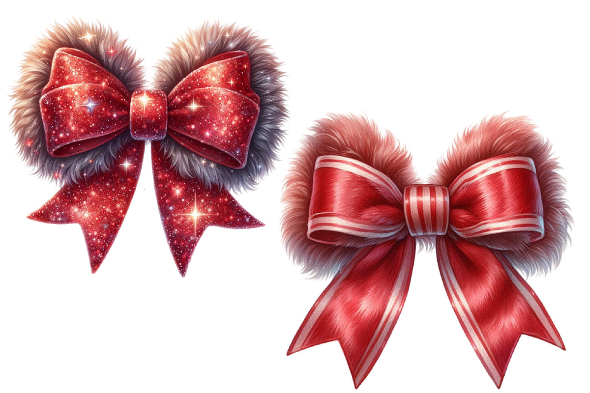 Red Coquette Christmas Bow Bundle, an Illustration by Designworld (Photo 4 of 5)
