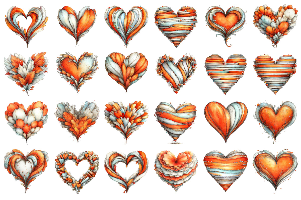 Brushstrokes Valentine Hearts Clipar, an Illustration by designcity5 (Photo 2 of 5)
