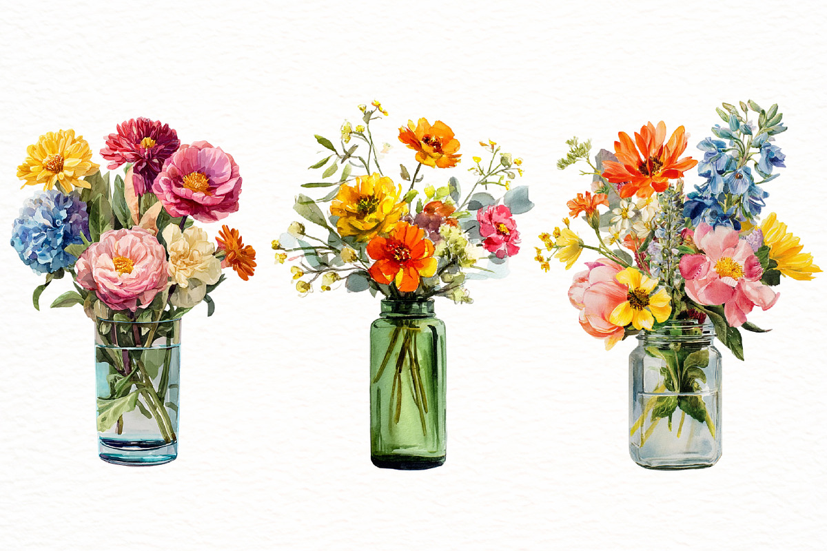 Watercolor Flowers Arrangements, an Illustration by Designworld (Photo 4 of 5)
