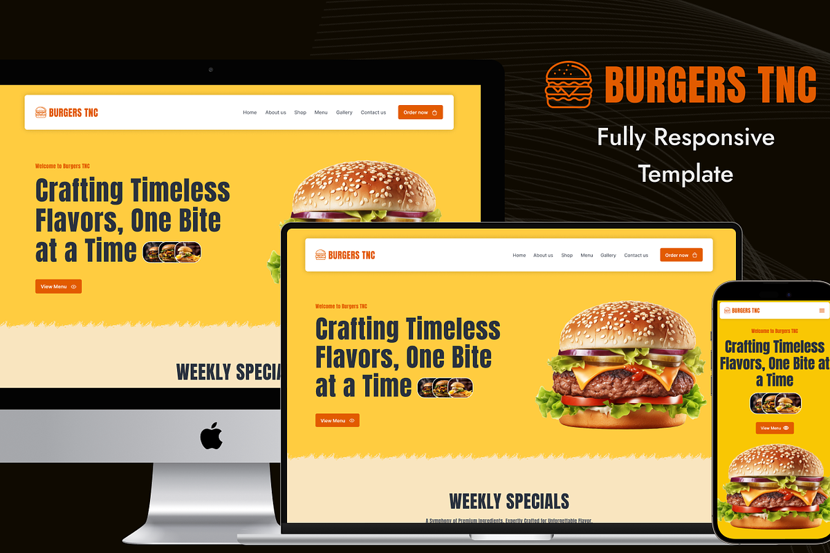 Burgers TNC, Restaurant Web Template preview 2