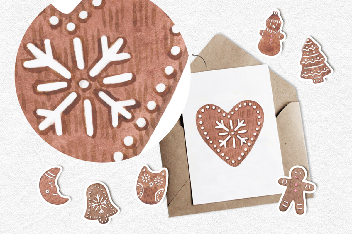 Christmas gingerbread clipart, a Decorative Illustration by CreativeByLu (Photo 3 of 7)