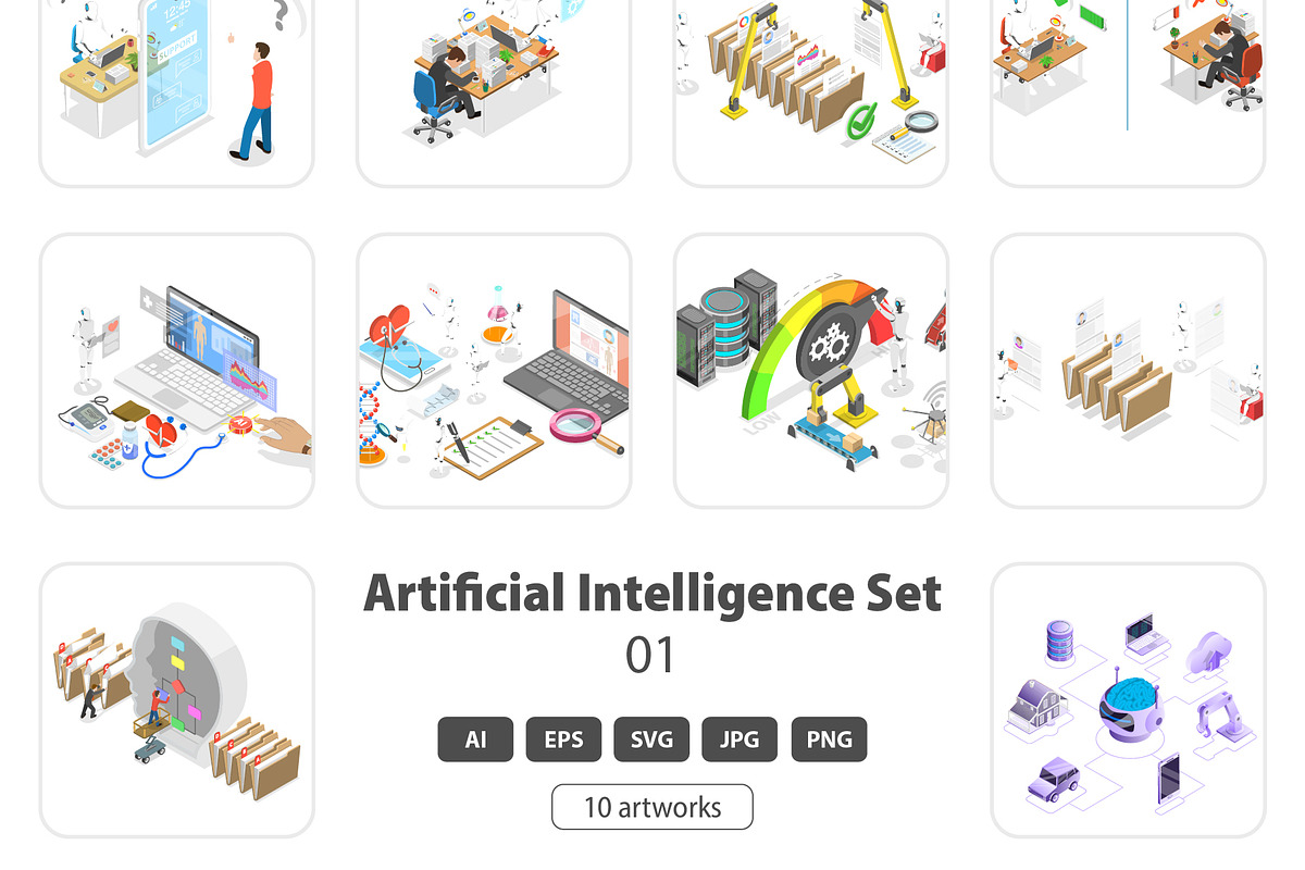 Artificial Intelligence Set 01, a Technology Illustration by AndriiStore (Photo 1 of 11)