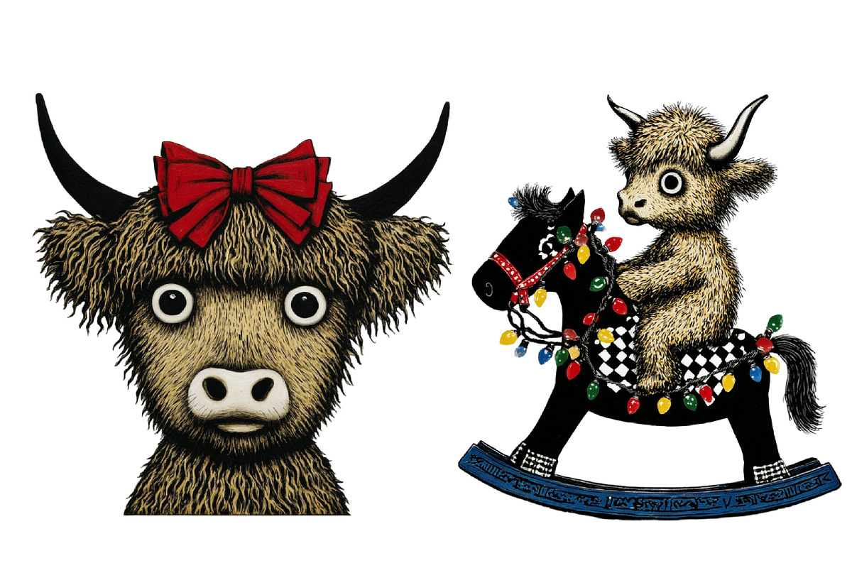 Christmas Highland Cow Clipart, an Illustration by Designworld (Photo 4 of 5)