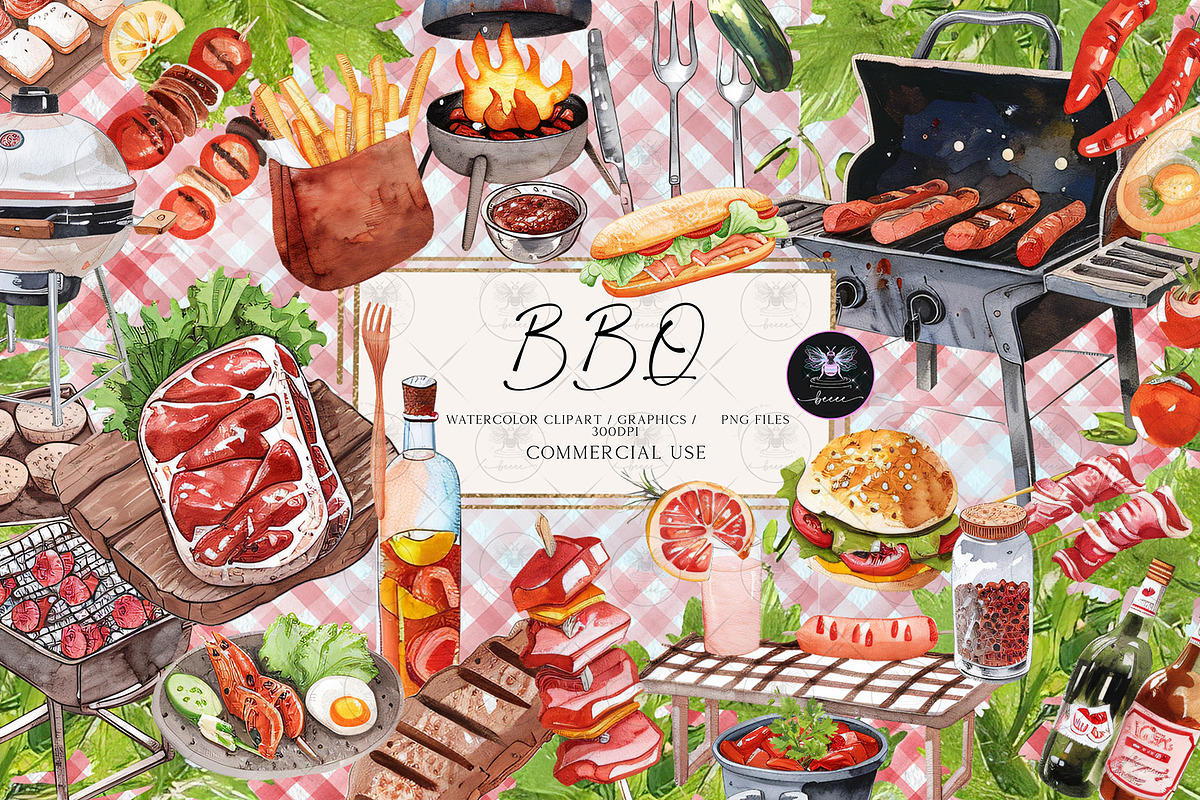 BBQ Food illustration Clipart Set, an Illustration by BigCakeBee (Photo 1 of 4)