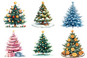 Christmas Trees & Decoration Clipart, an Illustration by Watercolor design (Thumbnail 3 of 4)