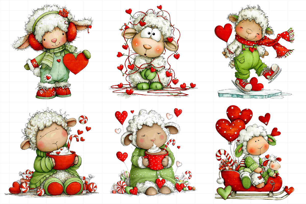 Valentines Quirky Winter Sheep Clipa, an Illustration by Daily.Designs (Photo 5 of 8)