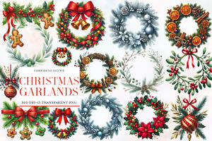 Christmas Garlands Sublimation Clipa, an Illustration by Designworld