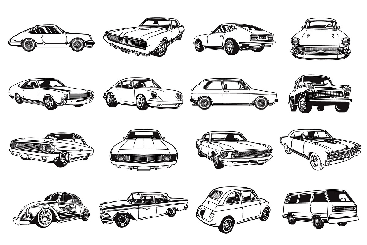 Classic Car Vector Pack, a Transportation Illustration by The BolzStudio (Photo 9 of 13)