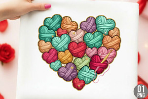 Faux Knitted Love Heart Png, Pink, an Illustration by Designking