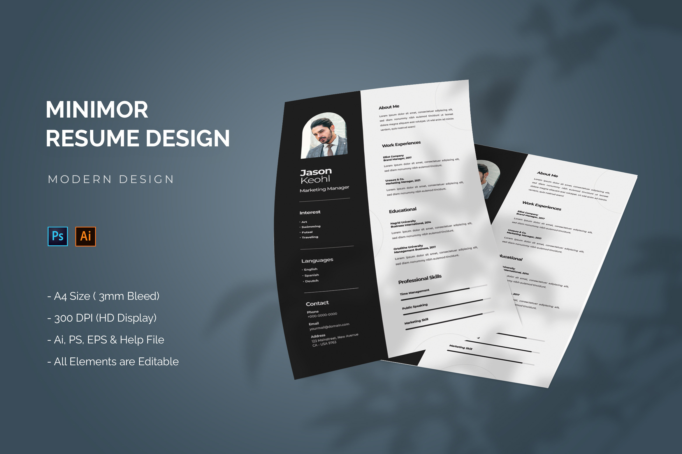 Minimor - Resume Template, a Resume Template by StreaksideStd