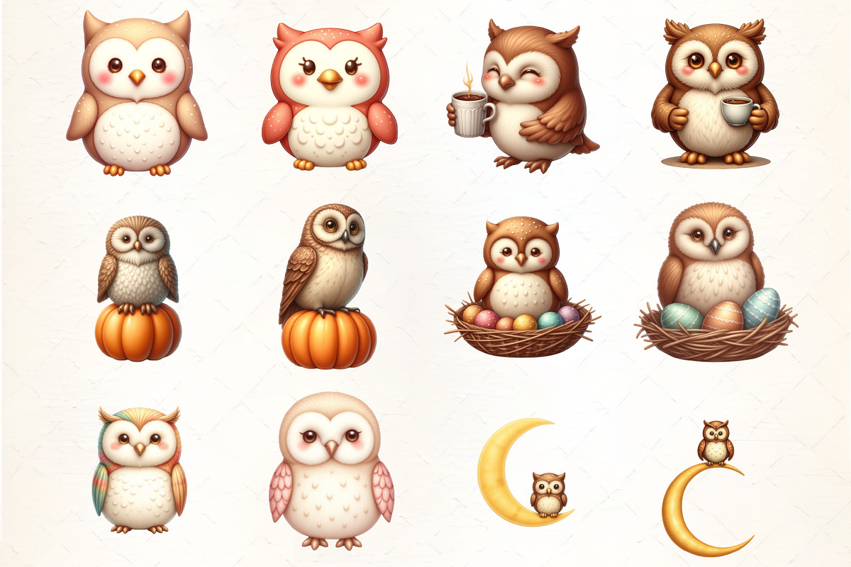Cute Owl Sublimation Clipart, an Illustration by CrexoraLab (Photo 2 of 5)