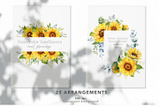 Sunflower Watercolor Hand Drawn, a Seasonal Illustration by CaraulanStore (Thumbnail 5 of 10)