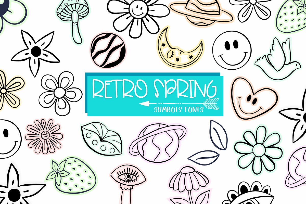 Retro Spring | Symbols Fonts, a Symbol Font by Sirinart (Photo 1 of 12)