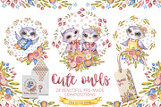 Cute owls. Watercolor collection, an Animal Illustration by UlitkaStudio (Thumbnail 3 of 17)