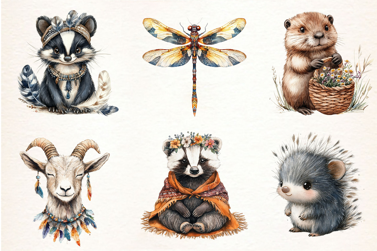 Boho Woodland Creatures Animals, an Illustration by Dream Creation (Photo 3 of 7)