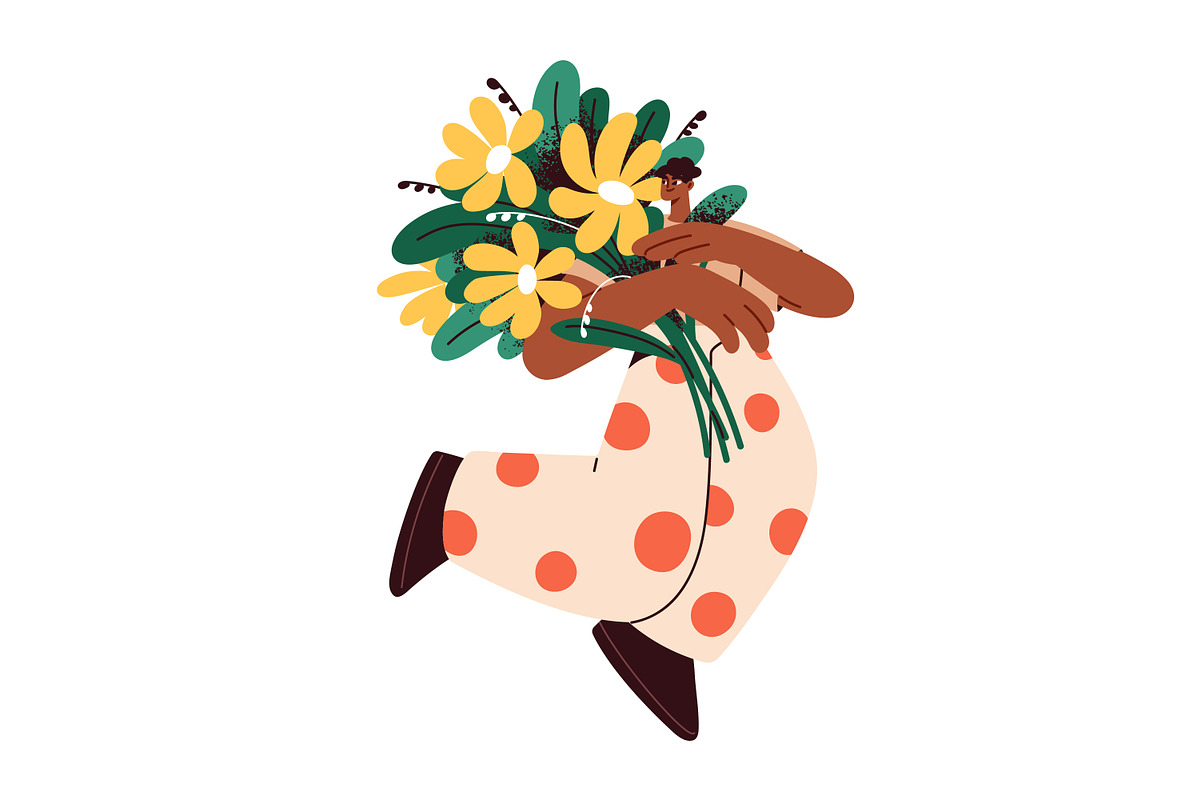 People holding flower bouquets set, a Person Illustration by Good Studio (Photo 11 of 16)