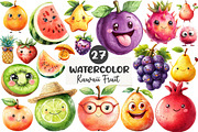 Cute Fruit Clipart,Kawaii Fruits, an Illustration by CreationArt (Thumbnail 1 of 5)