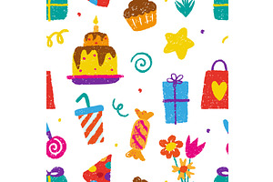 Birthday party crayon drawing, an Object Illustration by Valerie Bodnar