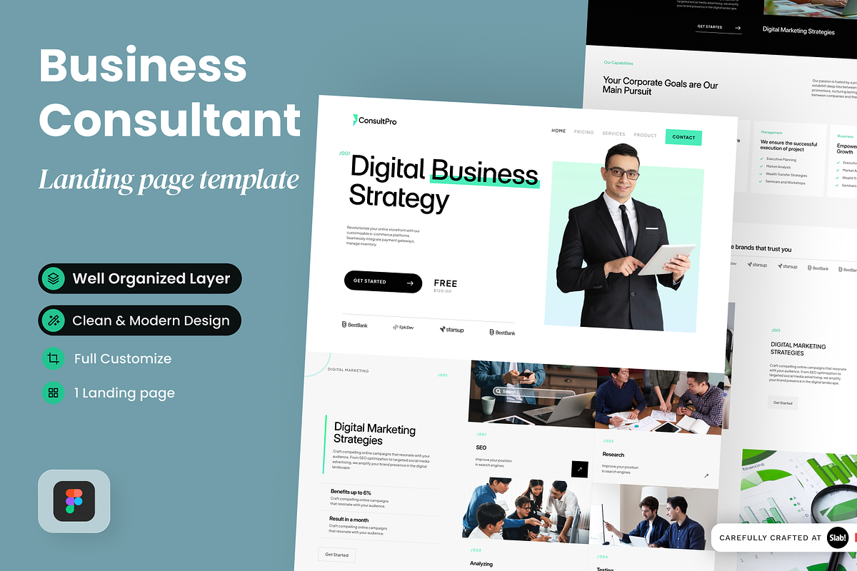 Business Consultant Landing Page, a Landing Page Template by SLAB! Design (Photo 1 of 3)