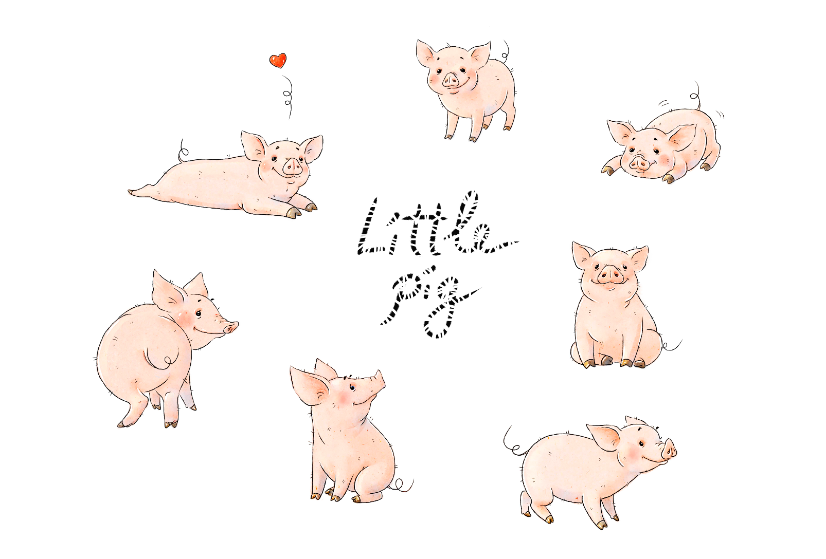 Little Pigs Cute Collection by Schumacher Shop  Creative Market