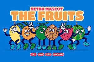 Retro Fruit Mascot Illustration