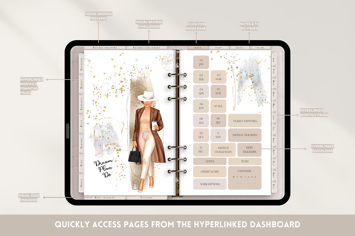Digital Finance Planner + Stickers, a Templates & Theme by SunshineStudioBoutique (Photo 2 of 9)