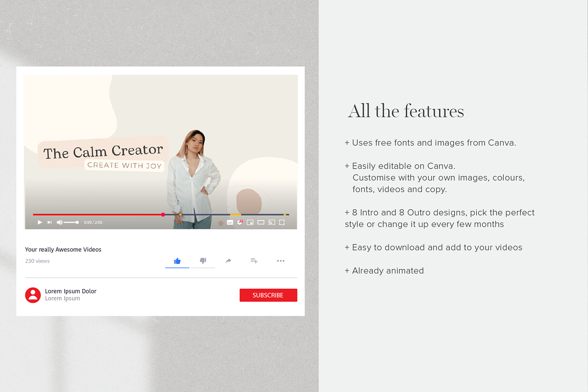 Youtube Intro Outro Canva Template, a Marketing Template by Tabitha Emma (Photo 6 of 7)