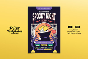 Retro Halloween Spooky Night Flyer, a Flyer Template by Tiptop Graphic