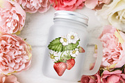 Strawberry Watercolor Tea Party., a Food Illustration by Happy Sloth Graphics (Thumbnail 12 of 13)