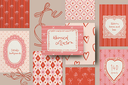 Whimsical Love Frames and Bows, an Object Graphic by DesignThatMatters