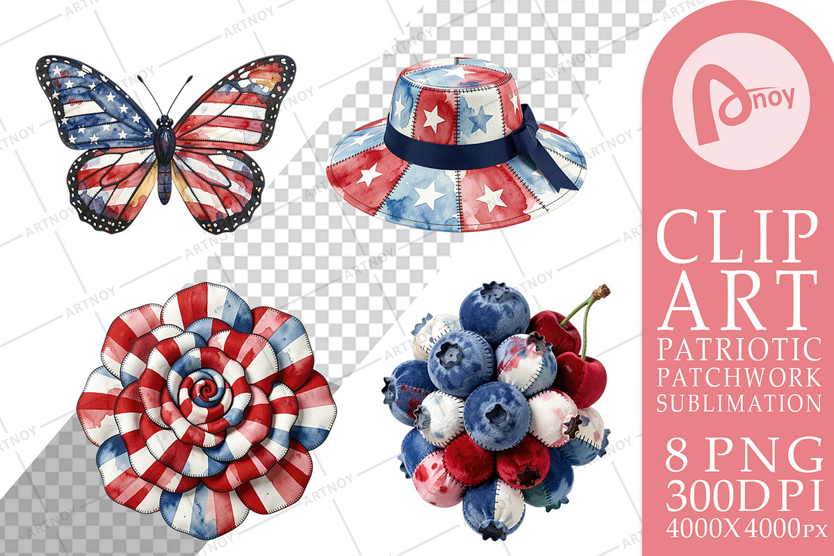 Patriotic Patchwork Sublimation, a Seasonal Illustration by Artnoy (Photo 14 of 18)