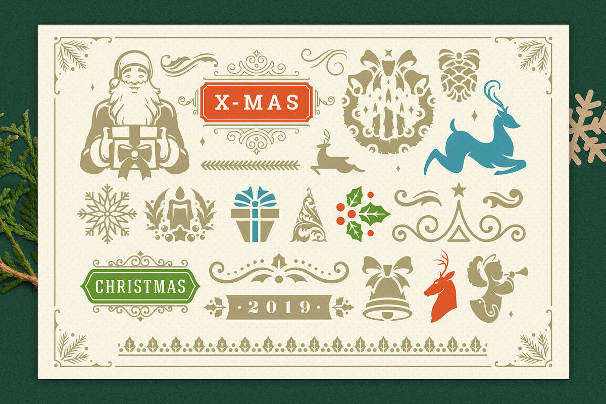 Christmas Retro Design Bundle, a Decorative Illustration by Vasya Kobelev (Photo 9 of 11)
