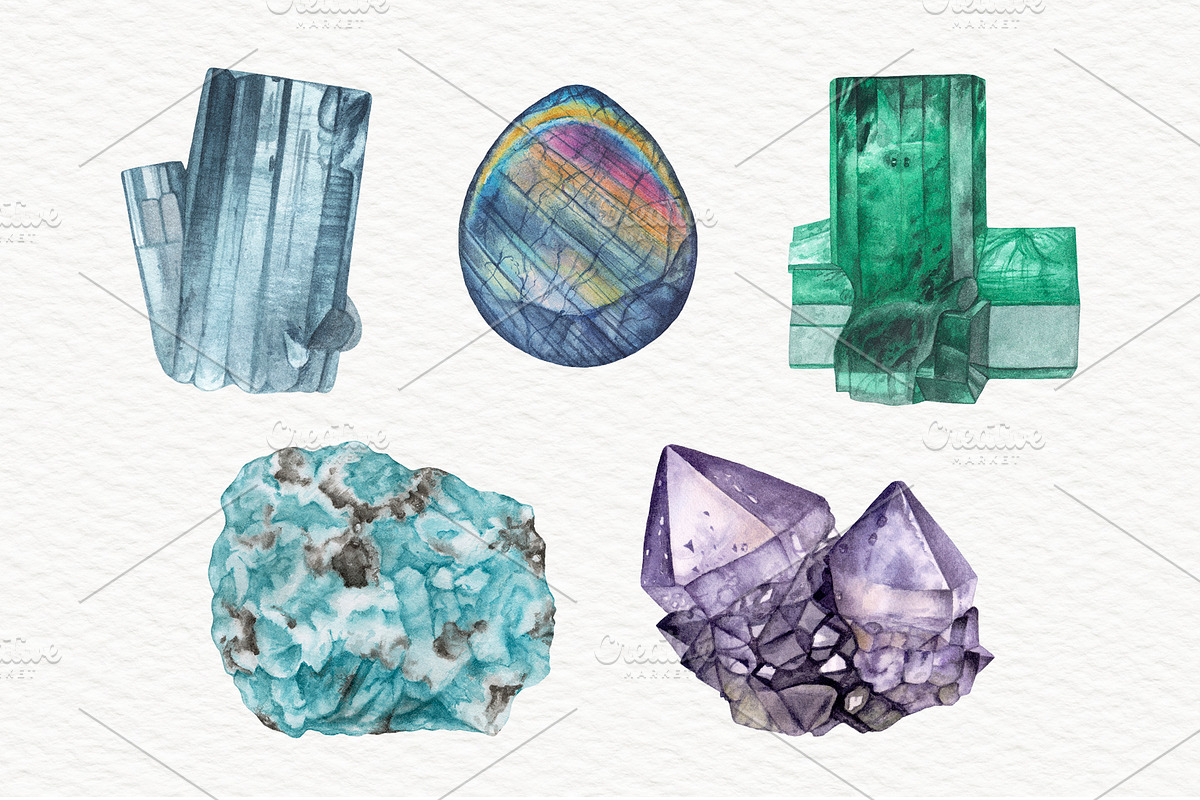 Crystalline. Crystals & Gemstones, an Illustration by Katya Zlobina (Photo 3 of 17)